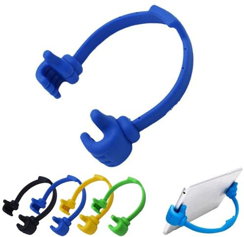 Thumbs-up Handy-Ständer, verstellbarer Silikon-Tablet-Ständer, tragbarer Desktop-Ständer für Küche, Reisen, lustige Geschenke für Frauen und Männer, Weihnachtsstrumpffüller, cooles Gadget (blau)