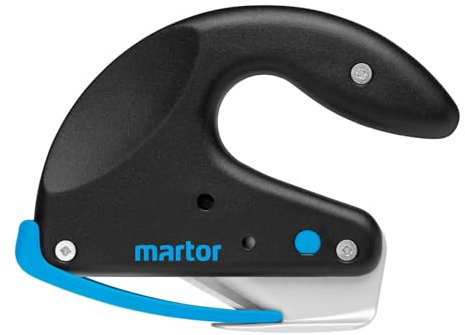 MARTOR SECUMAX OPTICUT Couteau de sécurité avec lame industrielle, couteau en mousse, couteau à film avec pied coulissant en téflonisé, profondeur de coupe max. 7 mm