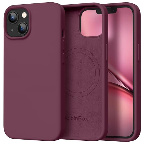 GOLBINBOX Magnetic for iPhone 15 Case, Silicone Cover, Wine Red | Compatible with MagSafe, Comfortable Grip, Soft Anti-Scratch Microfiber Lining, Slim Shockproof Protective Phone Case 6.1