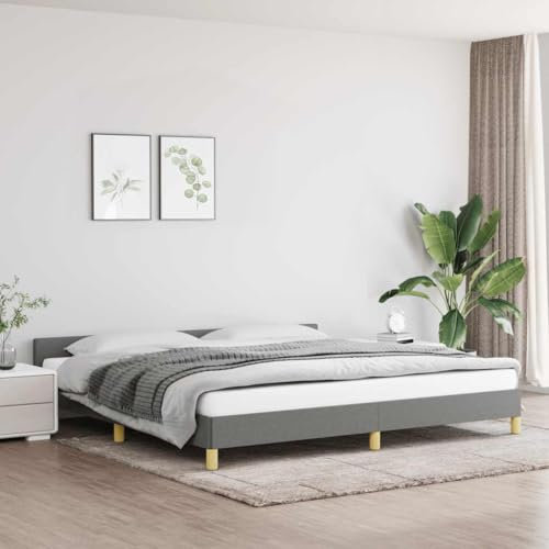 Myheimly Bettgestell mit Kopfteil, Bettrahmen mit Lattenrost, Bett Polsterbett mit Stützbeinen, Schlafzimmerbett,Stoff Dunkelgrau,200 x 200 cm