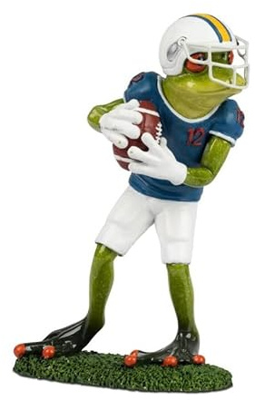 formano Frosch Figur Football - Spieler – Lustige Frosch-Deko für Sportfans – Geschenk für Football-Liebhaber & Spieler – Handbemalte Dekofigur (Blau Spieler)