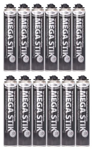 Bond It MEGA STICK PU Foam Adhesive – 12x Beige, 750ml | Fast-Curing, Superior Bonding Strength, Lightweight & Easy to Use, Ready for Plastering in Just 1 Hour