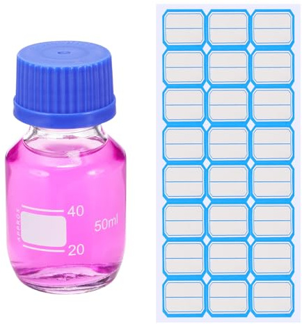 PATIKIL 50ml Laborflasche, Runden Medien Aufbewahrungsflaschen mit GL45 Schraubverschluss, Transparent Laborglasflasche für Laborwasser Reagenzflüssigkeiten, Blau