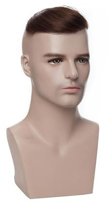 Hairpiece Mens Hairline Toupee 1.5x7inch V-Shape Front Toupee Real Human Hair Frontal Hairpiece Full Pu Skin Base 6 Male Hair Replacement System Man Toupee(Natural Blonde)