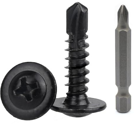 Xiedeai Kit de 50 Vis Autoforeuse Inox A4 M4,2x50mm - Vis Autoperforante Métal/Bois pour Meubles, Portes, Fenêtres - 1 Forets Inclus - Acier Inoxydable 410 Résistant