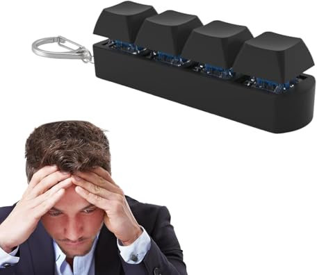 dinghaole Keyboard Fidget Toy, Keyboard Keychain, Black Quiet Fidget Toys for Relieve Stress, All-Black No-Light 4-Button Keychain, Perfect for Office, School, Stress Relief Anytime, Anywhere