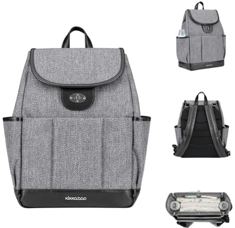 Kikkaboo Wickeltasche Morice Rucksack Magnetknöpfe, Drehverschluss, verstellbar grau