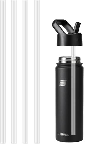 Plastic Straws Reusable for SUNWILL Water Bottle, 4PCS Transparent Replacement Set, BPA Free and Easy to Clean for Daily Use