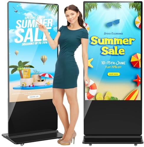 Lialiapi Totem Publicidad Digital 65 4K UHD - Terminal Interactivo Touch Pie, Pantalla IPS, Android OS, Pantalla Dinámica con WiFi/HDMI/USB, Reproductor de publicidad automática, Negro