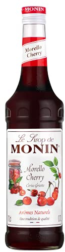MONIN Premium Morello Cherry Syrup 700ml, Tart Cherry Bar Flavour | For cocktails and mocktails, bar mixer essential, rich dark cherry taste, versatile bartending syrup, made in France