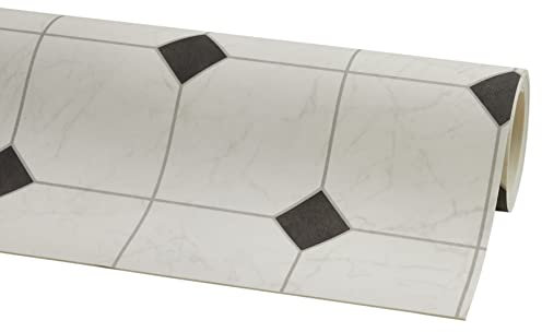 misento PVC Bodenbelag Meterware - Vinylboden Fliesenoptik - Bodenbelag 2m und 4m breit PVC Boden - Fliese Schwarz-Weiß 400 x 200 cm