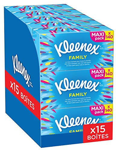 Kleenex FAMILY – Mouchoirs en papier - Lot de 15 Boîtes Maxi Format