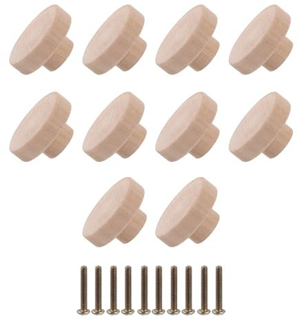 Yibuy Wohnaccessoire 50x25mm Holzfarbe Wood Hardware Runde Zugknöpfe für Schrank Schublade Schuhkarton Schrank Schranktür Packung mit 10 Stück