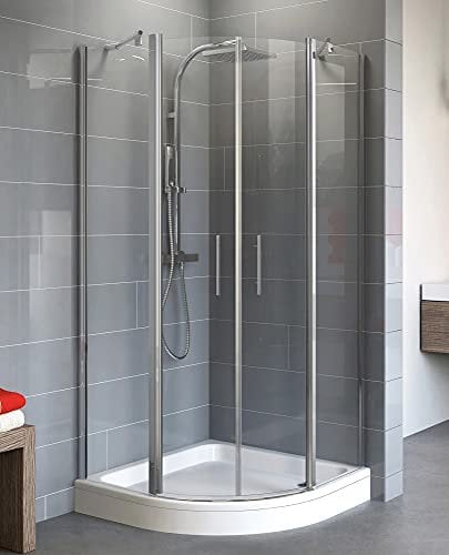 Schulte EP325604 01 500 Duschkabine Alexa Style 2.0 Runddusche inkl, Duschwanne, 80 x 80 cm, 192 cm, Radius 55 cm, 5 mm Sicherheitsglas klar hell beschichtet, alunatur