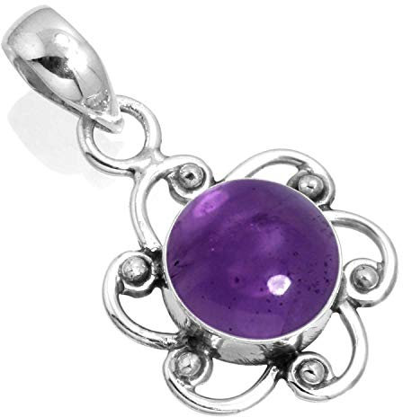 Jeweloporium 925 Silber Anhängerin für Damen Violett Natürlich Amethyst Edelstein Solitär Silberne Anhänger Halskette Jubiläum - Geschenk Kostüm Schmuck
