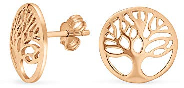 Small Round Circle Family Tree Of Life Stud Earrings For Women Teen Nature Wishing Tree .925 Sterling Silver