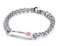Flongo Pulsera de Identificación Médica Cruz, Placa Grabada Type 2 Diabetes de Acero Inoxidable Brazalete Alerta Médica, Hombre Pulsera Plateada