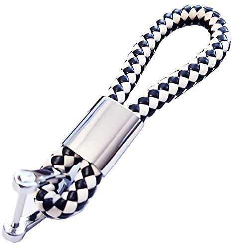 Tidero Schlüsselanhänger aus Kunst-Leder in Geschenkbox | Schlüsselring Schlüsselband Schlüsselbund | Geschenk für Männer Frauen Geburtstag Jahrestag Mama Papa Auto - Schwarz-Weiß