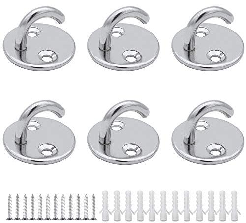 KingYH 6 Pezzi Ganci Aerea Soffitto Acciaio Inossidabile M5 Base Rotonda Gancio Montaggio a Parete di Ancoraggio Altalena Appesa