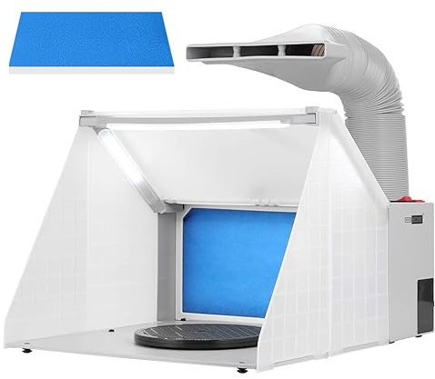 VIVOHOME Cabine Peinture Aérographe Portable avec Lumières LED Table Tournante et Tuyau Filtrant pour Maquette Gâteau Artisanat Ongle Pièce de Joue