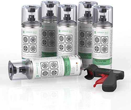AUPROTEC Lackspray AUPRORIM SOLID Felgensilber Sprühlack Felgenspray Auto Lack Spray Silber 6x 400ml + 1x Original Pistolengriff