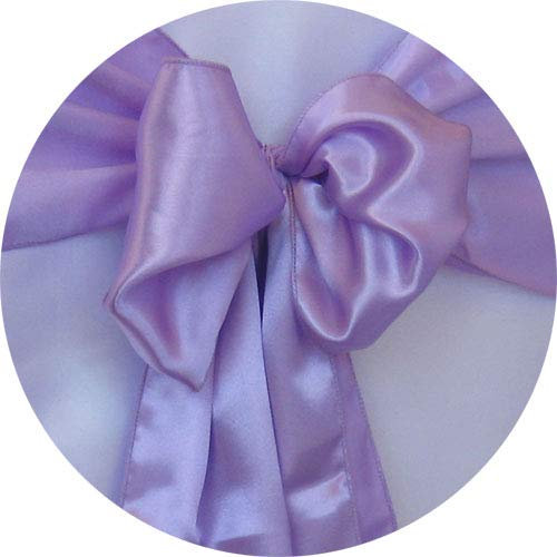 Set of 10 Chair Decorative Satin Sashes Bow Designed for Wedding Events Banquet Home Kitchen Decoration (7 Inch X 108 Inch (17CM x 275CM), Lavender)