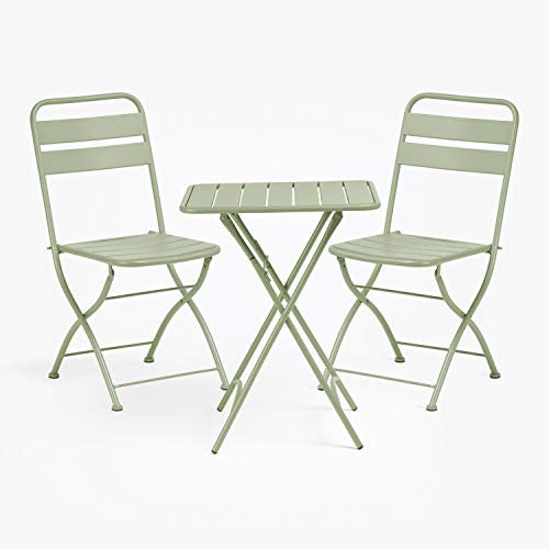 SKLUM Tischset (60x60 cm) & 2 klappbare Gartenstühle Janti Iceberg