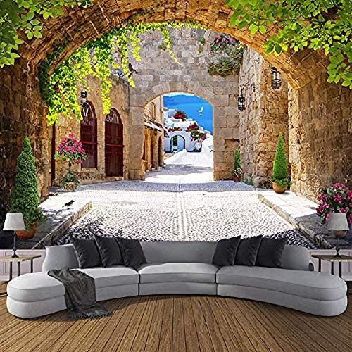 Wandbild Tapete Mediterrane Backsteinmauer Schlafzimmer TV Hintergrund 3D Foto Wallpaper Wanddekoration fototapete 3d Tapete effekt Vlies wandbild Schlafzimmer-400cm×280cm