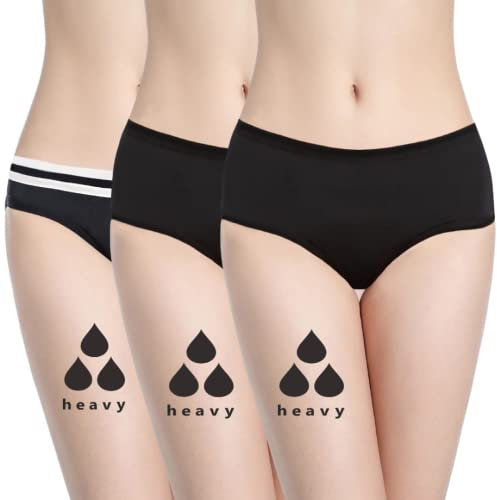 NoBlood Culottes Menstruelles - Starter Pack Économique - Lot de 4 - Flux Abondant - Noir(x2) Rouge(x1) Nude (x1) (Lot de 4 Noir M)
