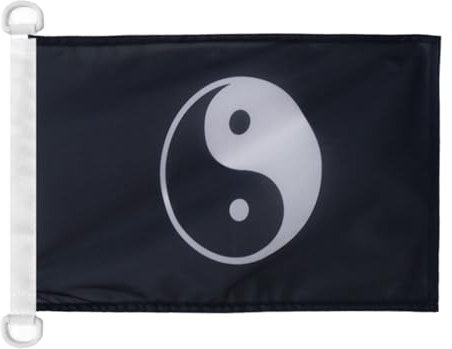 AZ FLAG Bootsflagge Yin Und Yang 45x30 cm, Aussenverwendung - Taiji Bootsfahne Aus Gestricktem Polyester Mit Plastikringen