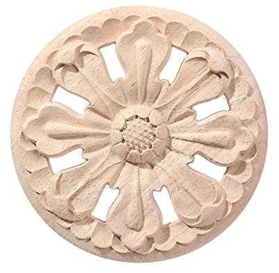 LIJUCAI Natürliche Blumenholz Geschnitzte Holzfiguren Handwerk Ecke Appliques Rahmen Wandtür Einzigartige Möbel Holzschnitzerei Dekorativ,H,China