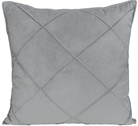 QUVIO Dekokissen kariert - Gefüllt - Indoor-Kissen - Sofakissen - Quadratische Kissen - Gefüllte Kissen - Dekokissen grau - Figurative Kissen - 50 x 50 cm - Samt - Grau