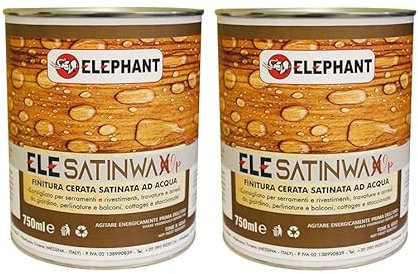 Elephant Chemical Products SRL DuoPack | Finitura Vernice trasparente cerata satinata all'acqua ELE SATINWAX WP (2x750ml)