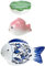 Mipcase 3pcs Schwimmtiere Porzellan Gartendeko Keramik Schwimmende Deko Ente Fisch Blatt Realistische Schwimmen Außen Garten Teich Gartendekoration