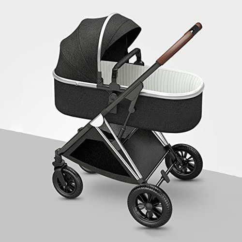 Jogging Kinderwagen Faltbarer Babytrolley Wendestubenwagen Mit Baumwollfutter, Leichter Kinderwagen Zwei-Wege-Stoßdämpferwagen- Coches Für Bebes (Color : Black)