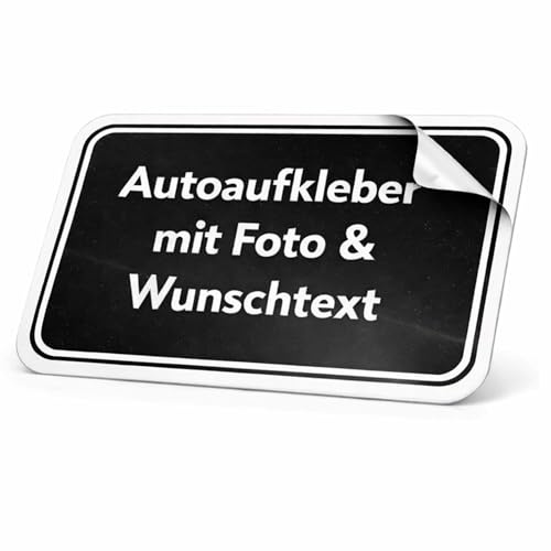 Kiwistar Autoaufkleber selbst gestalten - individueller Fahrzeugaufkleber mit Wunschtext und Foto - UV beständig wetterfest waschanlagenfest - für Auto Heckscheibe und Heckklappe schwarz 30x20 cm