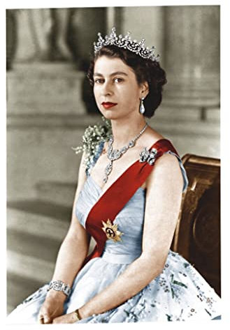 Poster Plakat Junges Queen Elizabeth II Farbfoto Ehemalige Königin 1955 von England Vintage