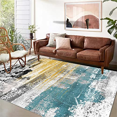 PHLCF Außenteppiche Freiraumteppiche Gelb Zimmer Schlafzimmer Esszimmer Wohnzimmer rutschfeste Umweltschutz Lärmschutz Waschbare Matten 80X120cm