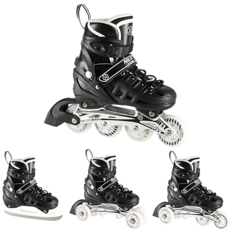 LED 4-in-1 Inline-Rollschuhe Triskates Schlittschuhe mit einstellbarer Größe 31–42 Inlines ABEC7 für Kinder Jugendliche Erwachsene Freizeit