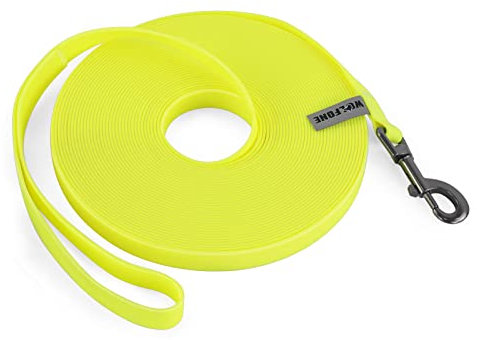 Wolfone 15m gelb Schleppleine für Hunde,wasserdichte Trainingsleine, strapazierfähige und Pflegeleichte Leine, geeignet für Rückruf, Schwimmen, Camping, Strand, Jagd, Spaziergänge