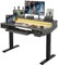 FEZIBO Standing Desk with 2 Drawers&Keyboard Tray, 120 x 60 cm Sit Stand Up Desks with Monitor Stand & LED Strip, Rustic Grey