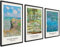 Claude Monet Poster Set | 3 Stück DIN A3 30x40cm mit Rahmen schwarz | Botanische Wasserlilien Paintings Wanddeko Wall Art.
