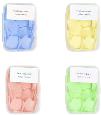 JOCXZI Flocons de Savon de Randonnée et Shampooings Portables avec Porte-Savon de Voyage, Papier Jetable pour Bagage à Main (4 Pièces)