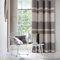 always4u Vorhänge, 100 % blickdicht, schalldämmend und thermisches Futter, Ösenvorhang mit Büffelkaro für Wohnzimmer, Schlafzimmer, modern und künstlerisch, grau und beige, 140 x 245 cm, 2 Stück