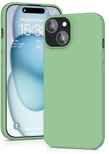 YATWIN Silicone Case for iPhone 15 Plus, Soft-Touch, Shockproof, DustProof, Antiskid Full Body Armour Phone Cover for Apple iPhone 15 Plus - Mint Green