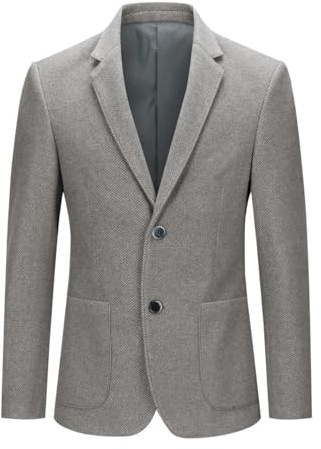 Allthemen Blazer Homme en Laine Silm Fit Veste Formel à Carreaux Deux Boutons pour l'hiver #1205 Gris 3XL