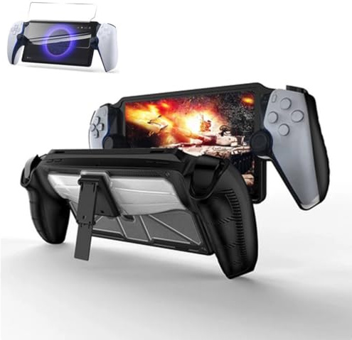 JOYSOG PS-Portal-Hülle, Schutzhülle mit Ständer für Playstation Portal Remote Player Case & Handheld Displayschutzfolie (Hülle + Displayschutzfolie & Schwarz) [video game]