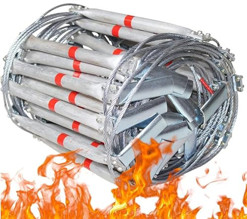 DPLXFPP Échelle Corde Fuite De Secours d'urgence, Échelle Corde D'Évacuation D'incendie en Alliage D'aluminium Multifonctionnelle, Échelle Câble Métallique De 3 À 10 Étages,82FT/25M