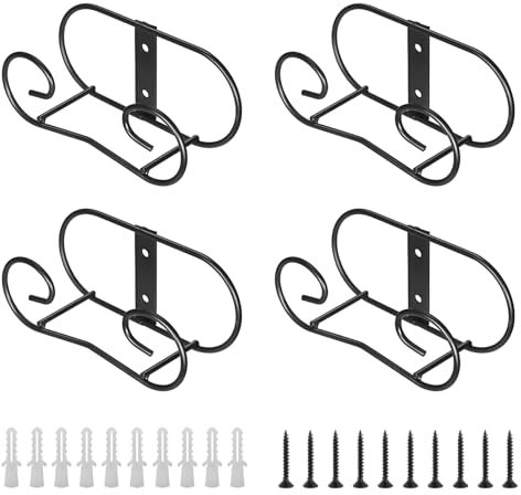 OLegei 4Pcs chevalets métal porte-assiette support mural noir présentoir décoratif pour assiettes, cadres de photo, peintures, vinyles, livres Wall-Large