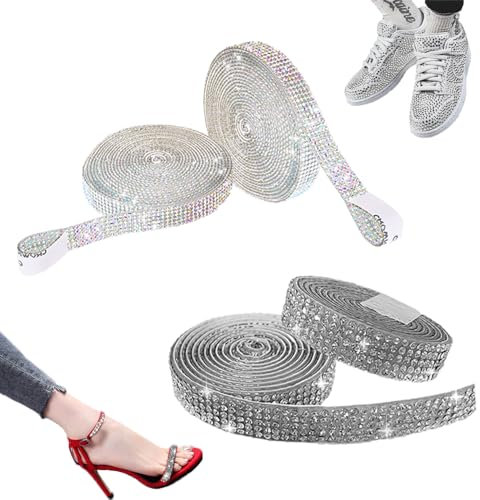 RHQFDM 4 Rotoli Nastro Diamantato Autoadesivo Nastro di Cristallo Rotolo Nastro Decorativo Diamantato Nastro Adesivo con Diamanti che aiuta a realizzare e decorare rapidamente vari oggetti